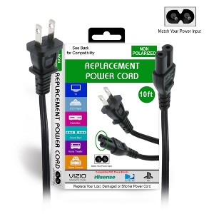 Xtreme 10ft Non-Polarized Replacement Power Cord, Works With Game Consoles, Cable Boxes, Printers - 1 of 4