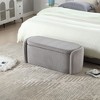 NicBex Oval Corduroy Storage Ottoman Bench,Upholstered Storage Ottoman with Safety Hinge,Modern Storage Bench for Living Room,Bedroom,Light Gray - 2 of 4