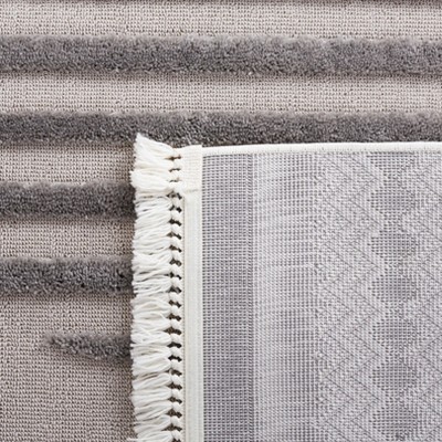 Gray Geometric Flat Woven Synthetic Area Rug