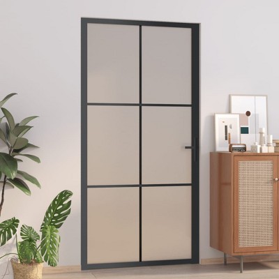 VidaXL Interior Door 40.4"x79.3" Black Matt Glass and Aluminum