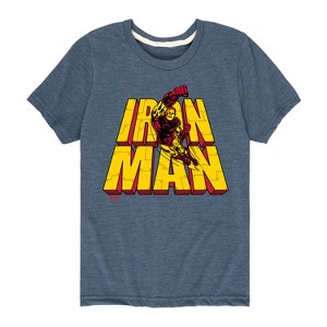 Boys' - Marvel - Iron Man Stacked Name Short Sleeve Graphic T-Shirt - 1 of 4
