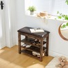 APRILSOUL 24.00"A height-adjustable shoe-changing bench made of high-quality wood, equipped - 3 of 4