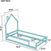 Acekool Twin House Bed Frame with Guardrails, Modern Pine Wood Platform, House-Shape Headboard, For Kids Room, Grey - 2 of 4