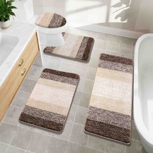BAGOKIE Ultra Soft 4-Piece Microfiber Bathroom Rug Set - 1 of 4