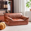 ATJafurn 31.5" Mid-Century Modern Leather Dog Sofa Bed, Brown Pet Couch for Small Dogs and Large Cats for Under 50 lbs - 3 of 4