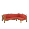 Christopher Knight Home Lyra Outdoor Acacia Wood 4 Seater 88.5" Sectional Sofa with Cushions - 3 of 4