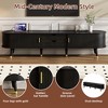 ORRD Oval Fluted TV Stand w/ Charging - 80" | Mid-Century Console w/ Tambour | Farmhouse Cab w/ Gold - Black - 3 of 4
