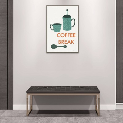 23" x 33" Teal and Orange Retro Coffee Break Framed Canvas Print