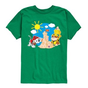 Boys' - Paw Patrol - Marshall And Rubble Beach Short Sleeve Graphic T-Shirt - 1 of 4