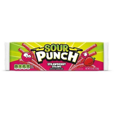Sour Punch King Size Chewy Candy Straws Strawberry (Packaging May Vary) 4.5 oz