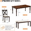 AMERLIFE Farmhouse 6-Piece Dining Table Set, Solid Wood Table, 4 Upholstered Chairs and Bench - 2 of 4