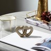 Glam Interlocking Heart Sculpture - Ceramic Decorative Object - Metallic Finish - Elegant Home & Office Decor for Living Room, Bedroom - 6" Gold - 3 of 4