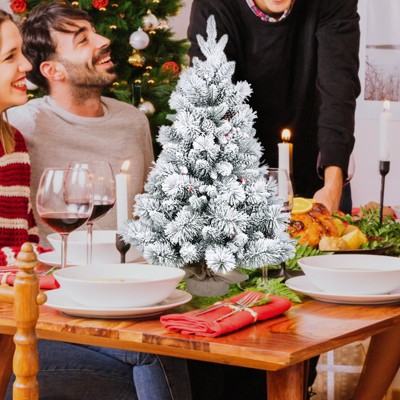 Mlmh & Kngwa 3FT Small Snowy Holiday Tree for Tabletop