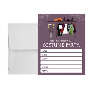 Paper Frenzy Halloween Costume Party Write In Invitations and Envelopes - 25 pack - 1 of 2