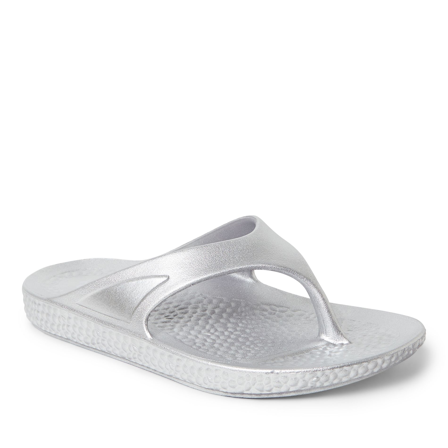 EcoCozy by Dearfoams Women's Sustainable Comfort Thong Sandal - Silver Metallic Size 9