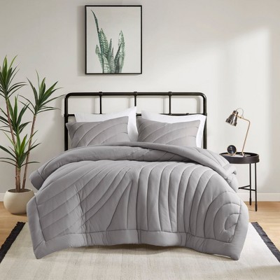 Stylish Overfilled Puffy Quilting Jersey Comforter Set,All Season Lightweight Bedding Set,Cozy Home Textile fits Modern Bedroom Decor,Matching Shams