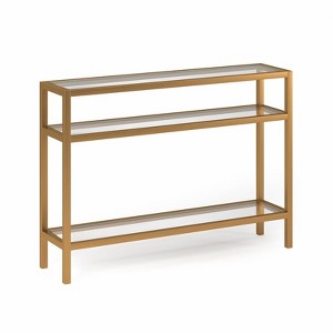 42" 3-Shelf Metal Gold Console Table with Glass Shelves - Henn&Hart - 1 of 4