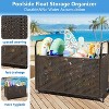 Poolside Rattan Storage Organizer, Outdoor Storage Bin with 2 Sides Handle, Pool Float Storage Holder with Mesh Rolling for Pool Noodles Balls - 2 of 4