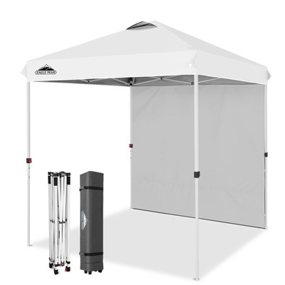 EAGLE PEAK 6.6x6.6 Pop Up Canopy Tent with One Sidewall, 8 Stakes and 4 Ropes