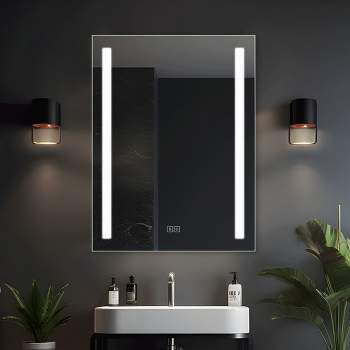 Neutypechic Rectangle Frameless Wall Mirror Bathroom Vanity Mirror with LED light and Anti-Fog - 24"x31"
