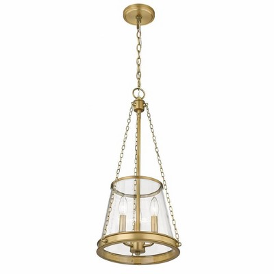 Petite Urban Brass 3-Light Pendant with Clear Glass Shade