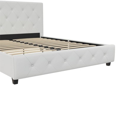Full White Faux Leather Tufted Upholstered Bed with Headboard
