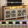 TV Stand for 80 inch TV，TV Console with LED Lights and Storage，Mid Century Modern Entertainment ，with Glass Door for Living Room Bedroom - 4 of 4