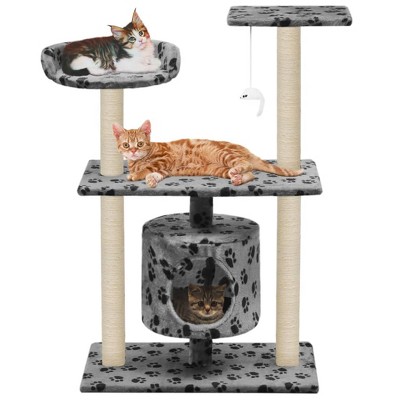 vidaXL Cat Tree Grey with paw prints