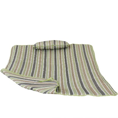 Sunnydaze Outdoor Weather-Resistant Polyester Quilted Hammock Cushion Pad and Hammock Pillow with Ties - Khaki Stripe