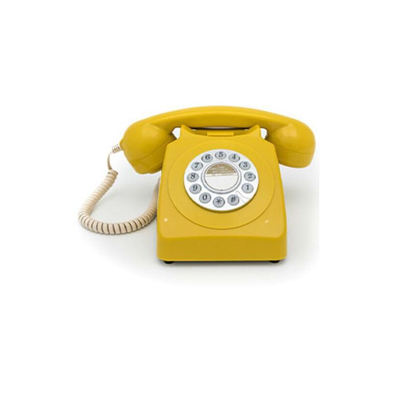 GPO Retro GPO746YEL 746 Desktop Rotary Dial Telephone - Mustard, 1 of 6