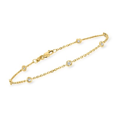 Pure Collection by Ross-Simons 0.20 ct. t.w. Bezel-Set Diamond Station Bracelet in 14kt Yellow Gold