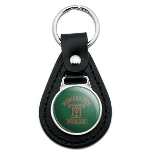 Montana Tech of the University of Montana Orediggers Logo Black Leather Keychain - 1 of 4