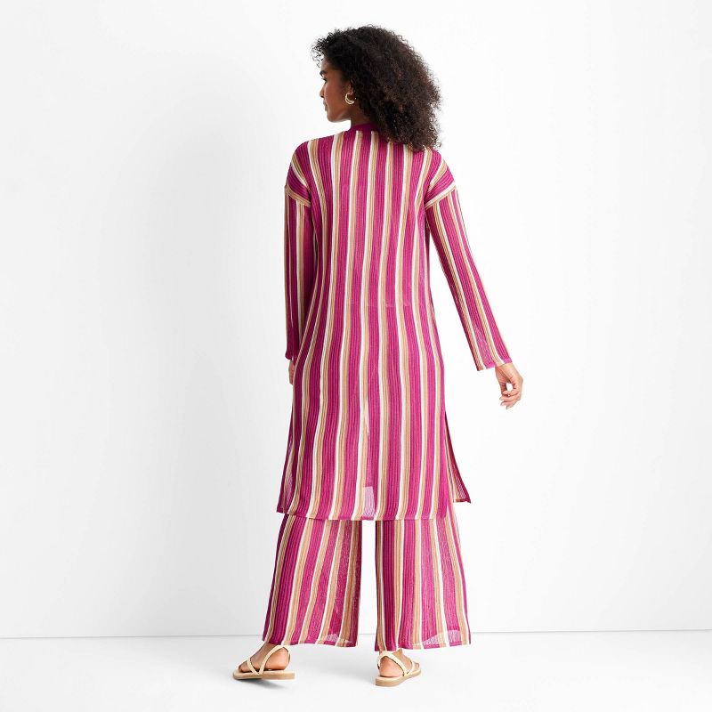 Women's Striped Open-Front Duster Cardigan - Future Collective™ with Jenny K. Lopez Pink, 2 of 9
