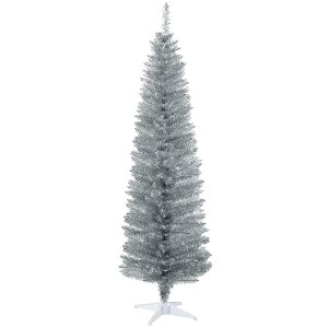 NAYSAYE 6ft Artificial Pencil Christmas Tree Slim Douglas Fir Xmas Tree for Home Holiday Decoration, Silver, 21.8"*21.8"*70.8" - 1 of 4