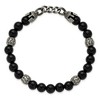 Chisel Stainless Steel Antiqued White Bronze-plated Knight Helmets 8mm Agate and Onyx Beaded Stretch Bracelet 7.75" - 3 of 4