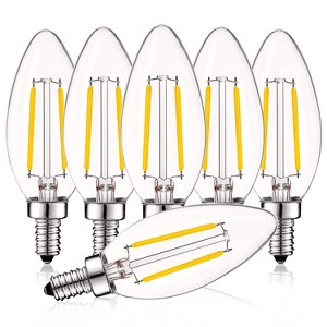Luxrite 4W Vintage Candelabra LED Bulbs Dimmable, 400 Lumens, 3000K Soft White, 40 Watt Equivalent, UL Listed, E12 Base 6 Pack - 1 of 4