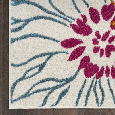 Handmade Off-White Floral Synthetic 8' x 10' Rug