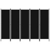 vidaXL 5-Panel Room Divider - Freestanding Black Polyester Screens, Privacy Partition/Home Decor, Powder-Coated Iron Frame - 2 of 4