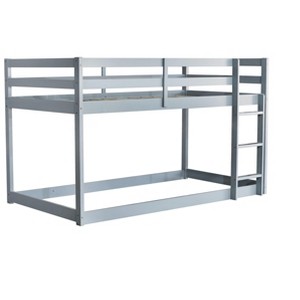 NicBex Twin Over Twin Bunk Bed with Guardrail,Rubber Wood Loft Bed with Built-In Ladder,Modern Bunk Beds,Low Height Bunk Beds for Bedroom - 1 of 4