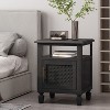 Vynxaria Rustic Nightstand  Acacia Wood & Cane Webbing, Cabinet + Open Shelf, 15.75"W x 19.50"D x 24.00"H - 3 of 4