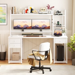 Aheaplus 47-55 inch Computer Desk with with 3 Drawers and Storage Shelves - 1 of 4