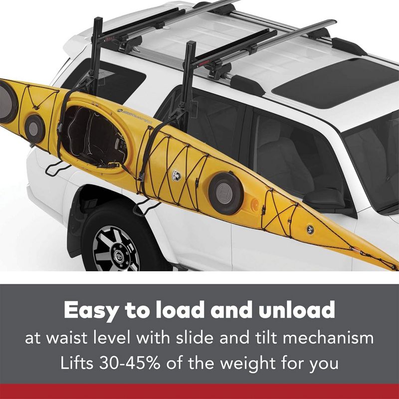 Yakima ShowDown Load Assist 1 Kayak or 2 SUP Board Capacity Roof Car Mount Rack for Vehicles with Heavy Duty Straps and Bow and Stern Tie Downs, Black, 3 of 8