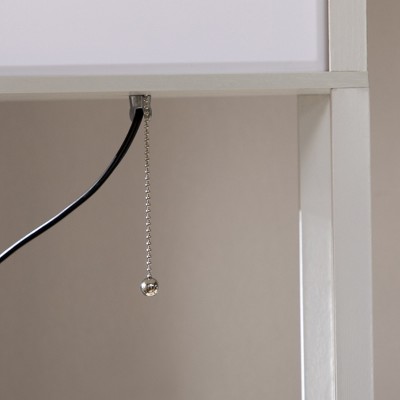 White Tall Floor Lamp with Shelves and Fabric Shade
