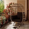 360° Swivel Egg Chair, Oversized Patio Rotating Basket Chair, Steel Frame and Metal Base, Waterproof, PE Rattan Lounge Chair for Porch Backyard - 3 of 4