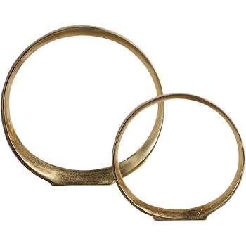 Uttermost Jimena 14" High Gold Ring Metal Sculptures Set of 2