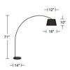 Possini Euro Design Luka Modern 71" Tall Standing Floor Lamp Curved Arc Foot Switch Black Metal Living Room Bedroom House Reading Linen Drum Shade - 4 of 4