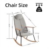 SKRAN Adjustable Headrest Pillow Rocking Chair, Leather Upholstered Glider Rocker with High Backrest for Nursery, Bedroom,Living Room (Light Gray) - 3 of 4