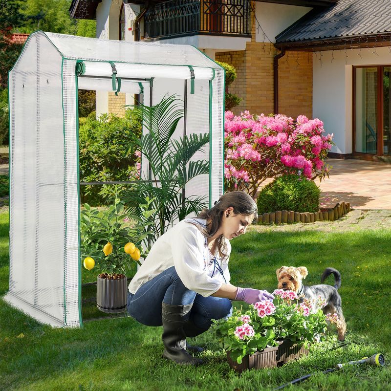 Costway 39'' x 32'' x 59'' Walk-in Garden Greenhouse Warm House for Plant Growing, 4 of 11