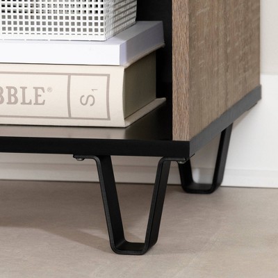 Arlen Weathered Oak 1-Drawer Nightstand with Matte Black Accents