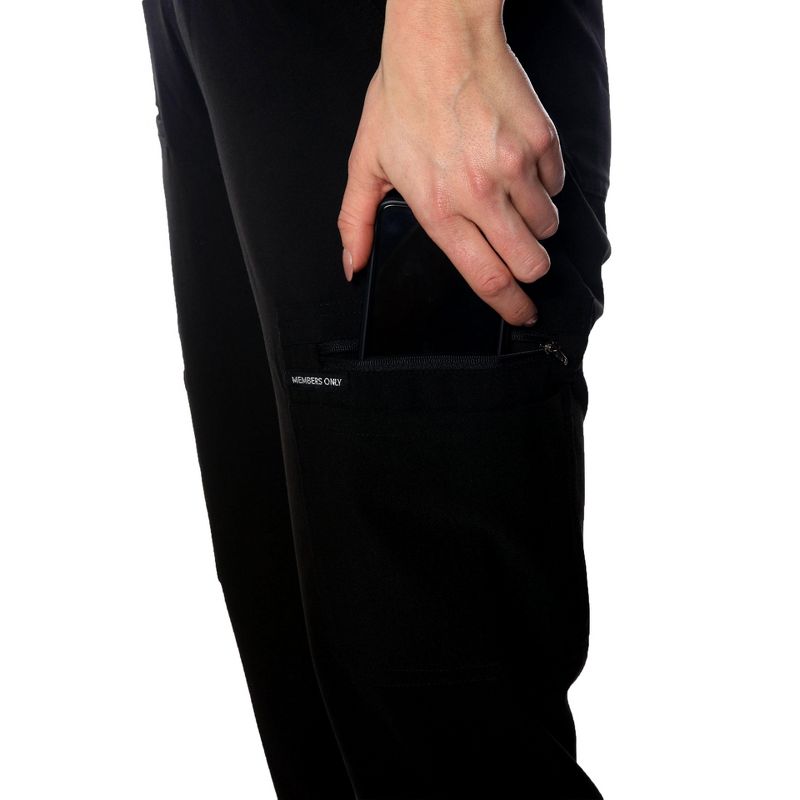 Members Only Women's Jogger Cargo Scrub Pants With 2X1 Rib Bottom Leg (Printed Waist Pocket Bags), 6 of 7